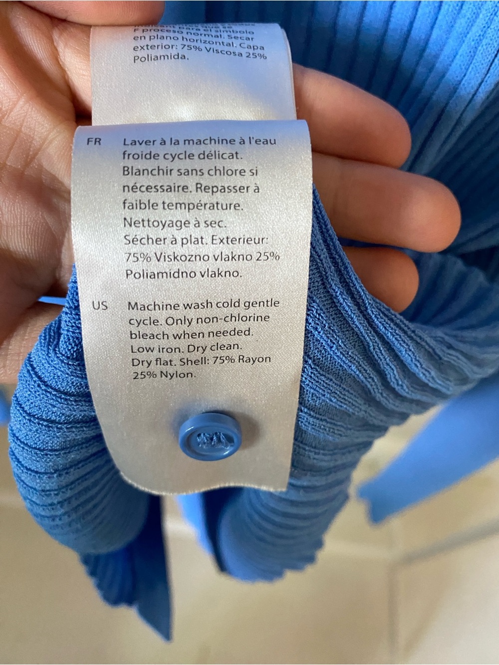 COS Blue Ribbed Collared Button-Front Top - Picture 5 of 5